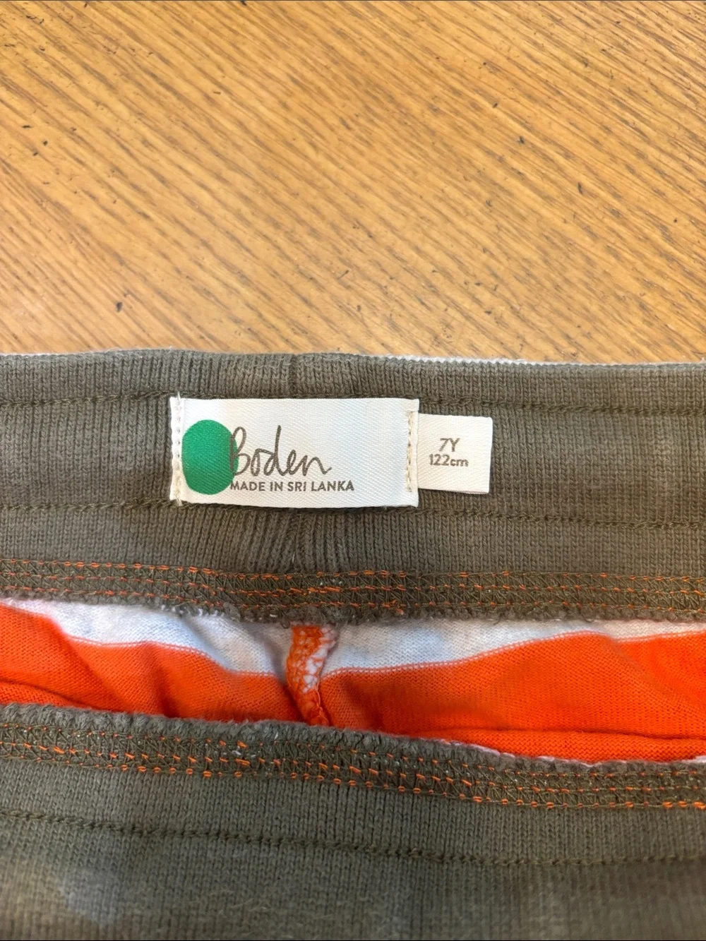 Boden Orange and Light Gray Striped Kids Shorts